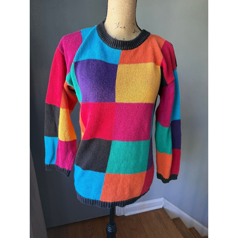 4.d Vintage color-block knit sweater 90s